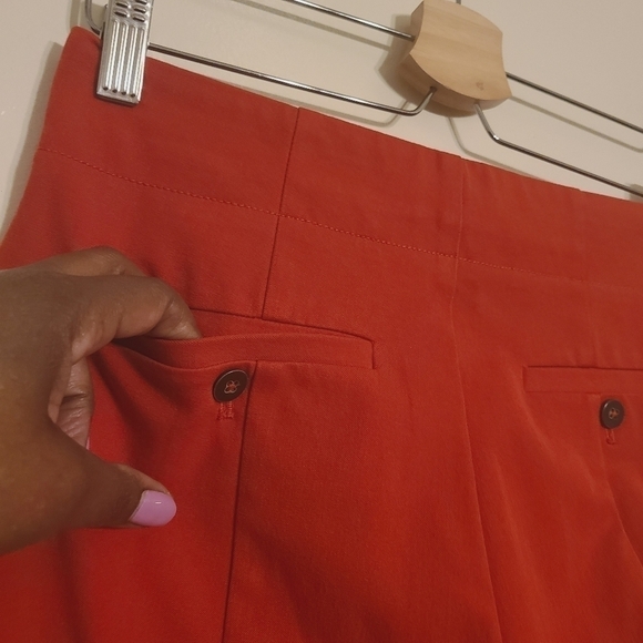 Anthropologie | Women's Red Essential Slim Pants With Side Buttons (US Size 4) - Picture 14 of 16